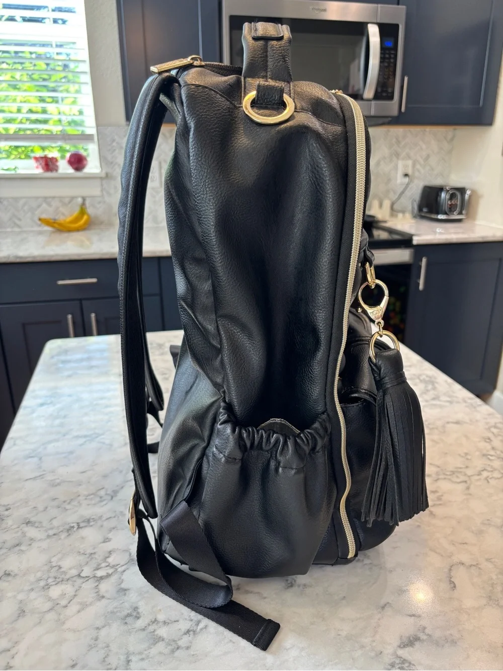 Itzy Ritzy Black Quilted Backpack Diaper Bag